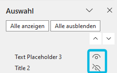 Auswahl Elementübersicht Augen-Symbol