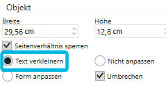 Button Text verkleinern