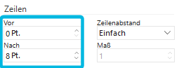 Eingabefelder Zeilen