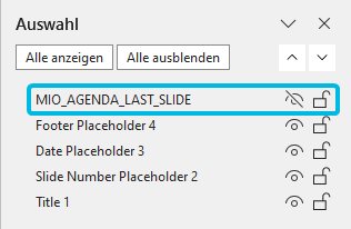Elementliste – Letzte Folie definieren
