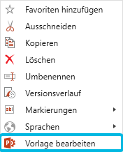 Option Vorlage bearbeiten