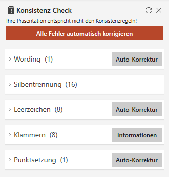 Übersicht Konsistenz Check