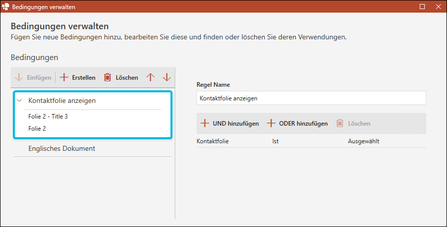 Erweiterter Bedingungseintrag