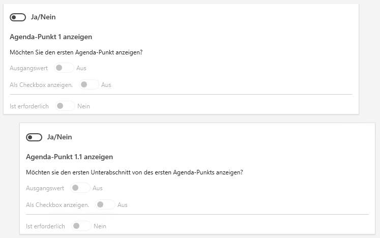 Fragen im Wizard Designer