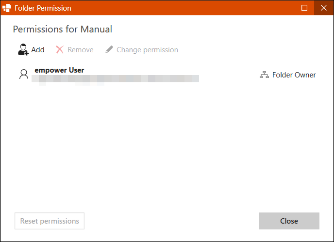 Dialog Box Folder Permission