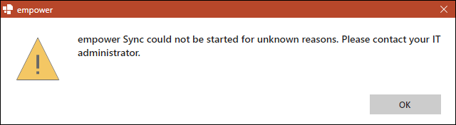 Error Message for Sync