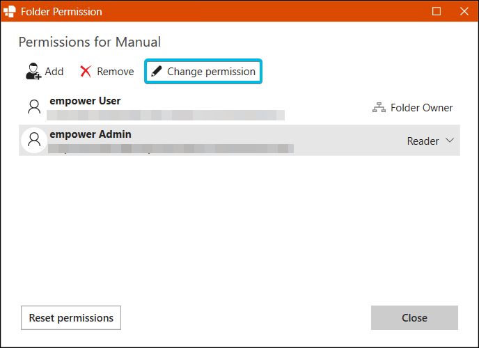 Button Change permission