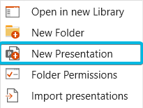 Button New Presentation in Context Menu