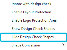 Option Hide Design Check Shapes