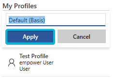 Button Apply to Confirm New Profile Name