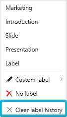 Option Clear label history