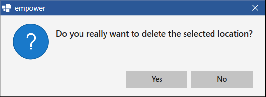 Dialog Box for Location Deletion