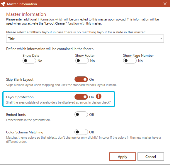 Enable Layout Protection for Master