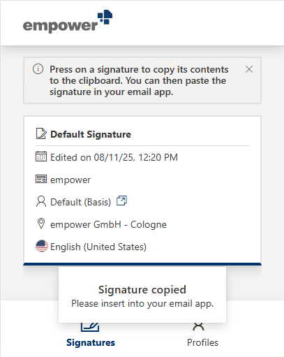 Signature Management on Mobile Device