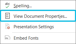 Option View Document Properties…