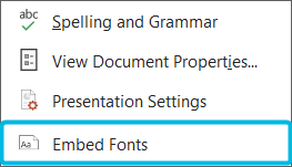 Option Embed Fonts