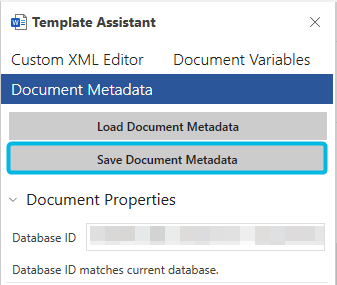 Button Save Document Metadata