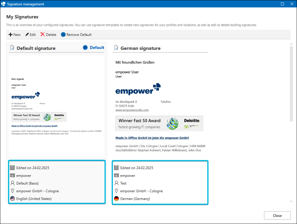 Metadata for Signatures
