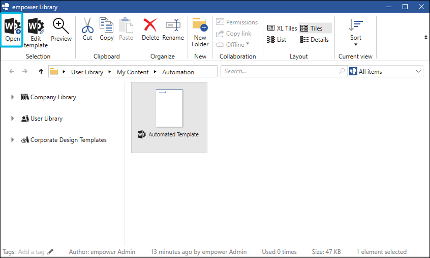 Open Automated Template