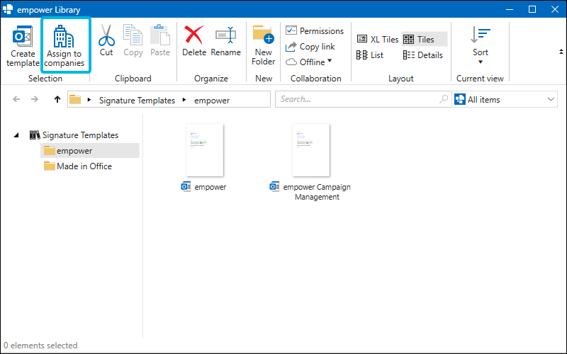 Button Assign to companies