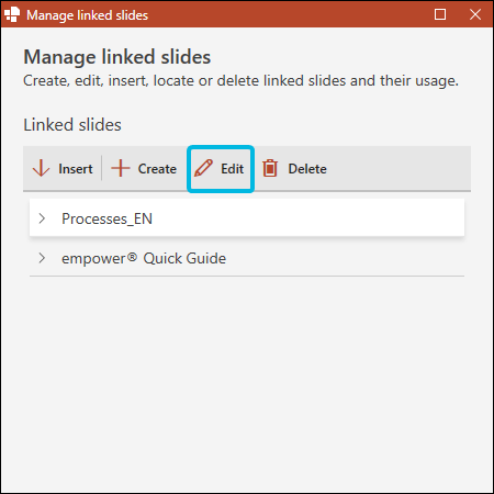 Button Edit for Linked Slide