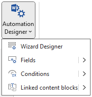 Options under Automation Designer