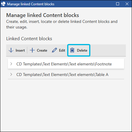 Delete Entire Linked Content Block Entry