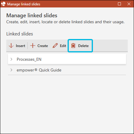 Delete Entire Linked Slide Entry