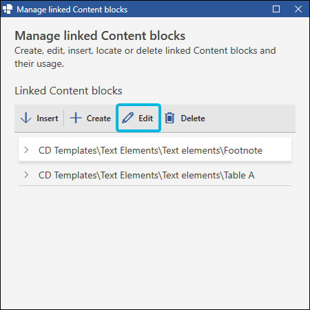 Button Edit for Linked Content Block