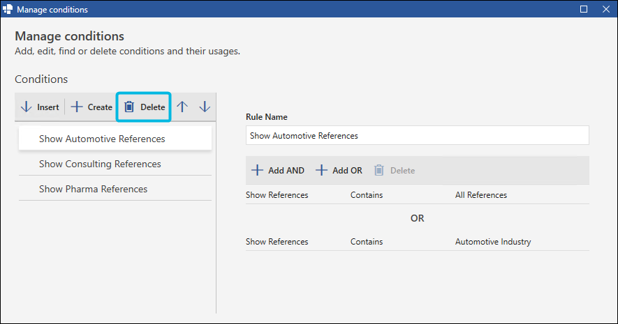 Delete Entire Condition Entry