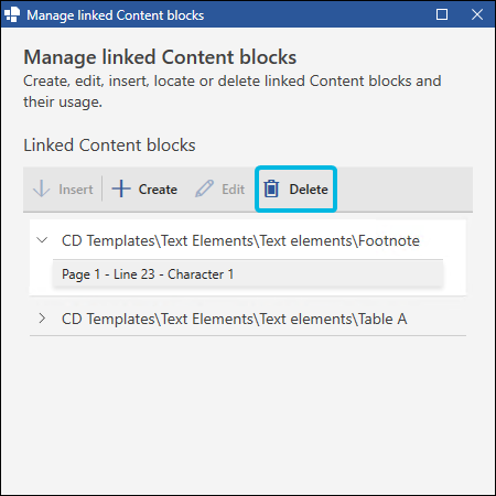 Delete Single Linked Content Block Occurrence