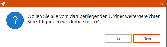 Dialogfenster zum Zurücksetzen der Berechtigungen