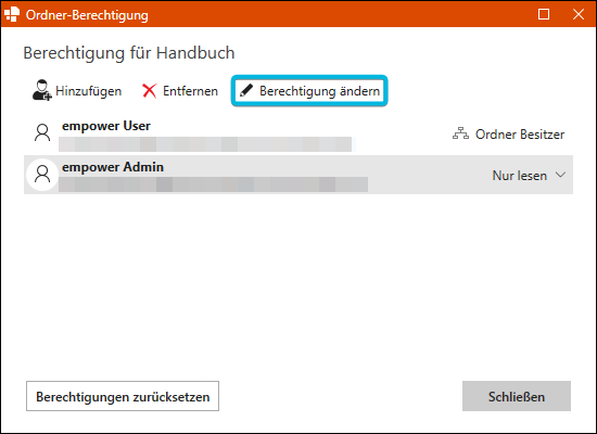 Button Berechtigung ändern