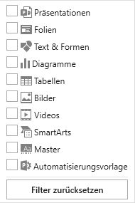 Verfügbare Filter