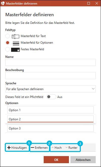 Optionen hinzufügen