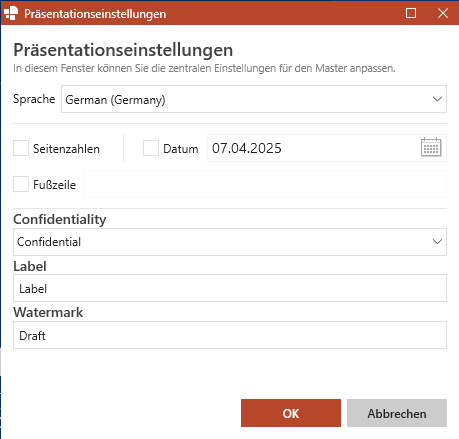 Präsentationseinstellungen