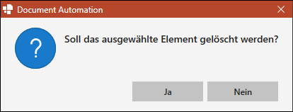 Löschbestätigung für Felder
