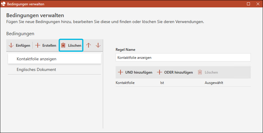 Gesamten Bedingungseintrag löschen