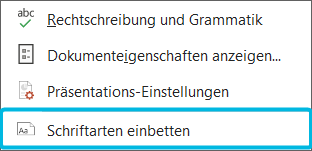 Option Schriftarten einbetten