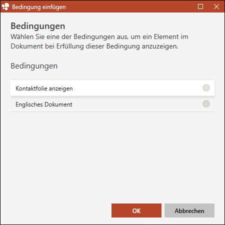 Bedingung auswählen