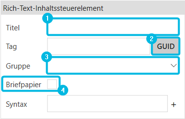 Felder für Rich-Text-Steuerelement