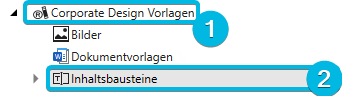 Abschnitte Corporate Design Vorlagen und Inhaltsbausteine