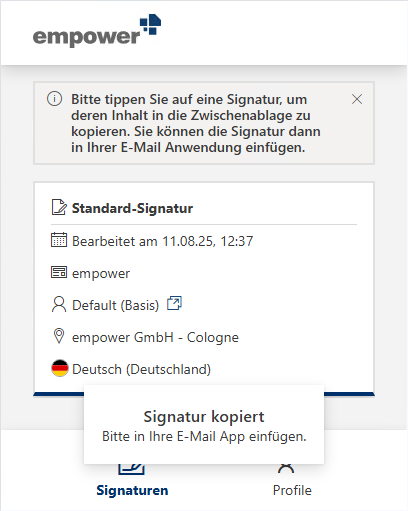 Signaturverwaltung auf mobilem Endgerät
