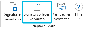 Button Signaturvorlagen verwalten