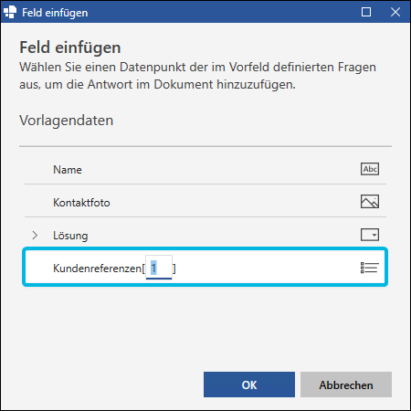 Index angeben