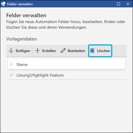 Gesamten Feldeintrag löschen