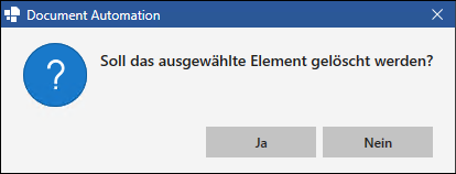 Löschbestätigung für Felder