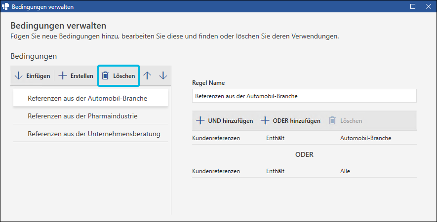 Gesamten Bedingungseintrag löschen