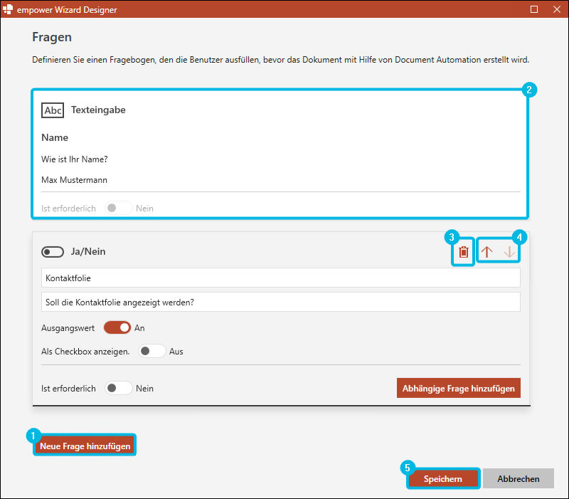 Allgemeine Optionen im Wizard Designer