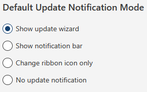 Options for Default Update Notification Mode